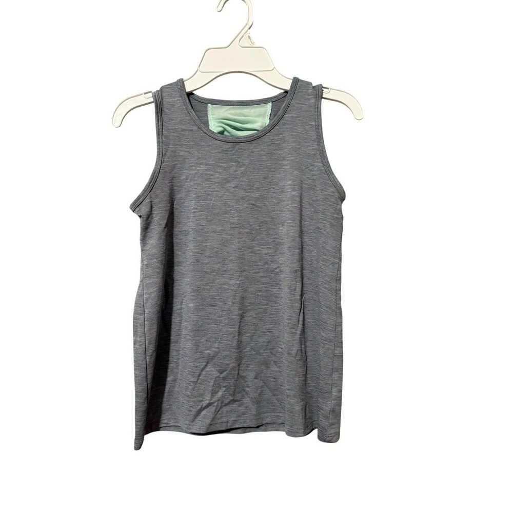 C9 Champion Girls Gray Workout Tank Top Size L 10-12 Mint Ruched Back